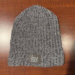 Love Your Melon Charcoal and White Beanie